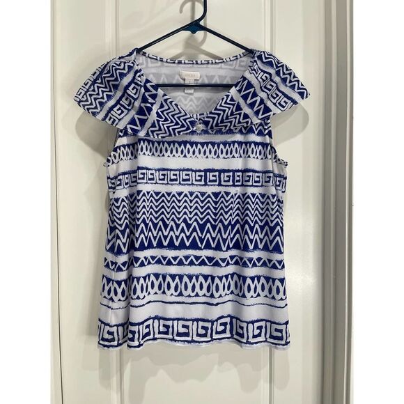 Chico’s size M blue and white top - Picture 1 of 6